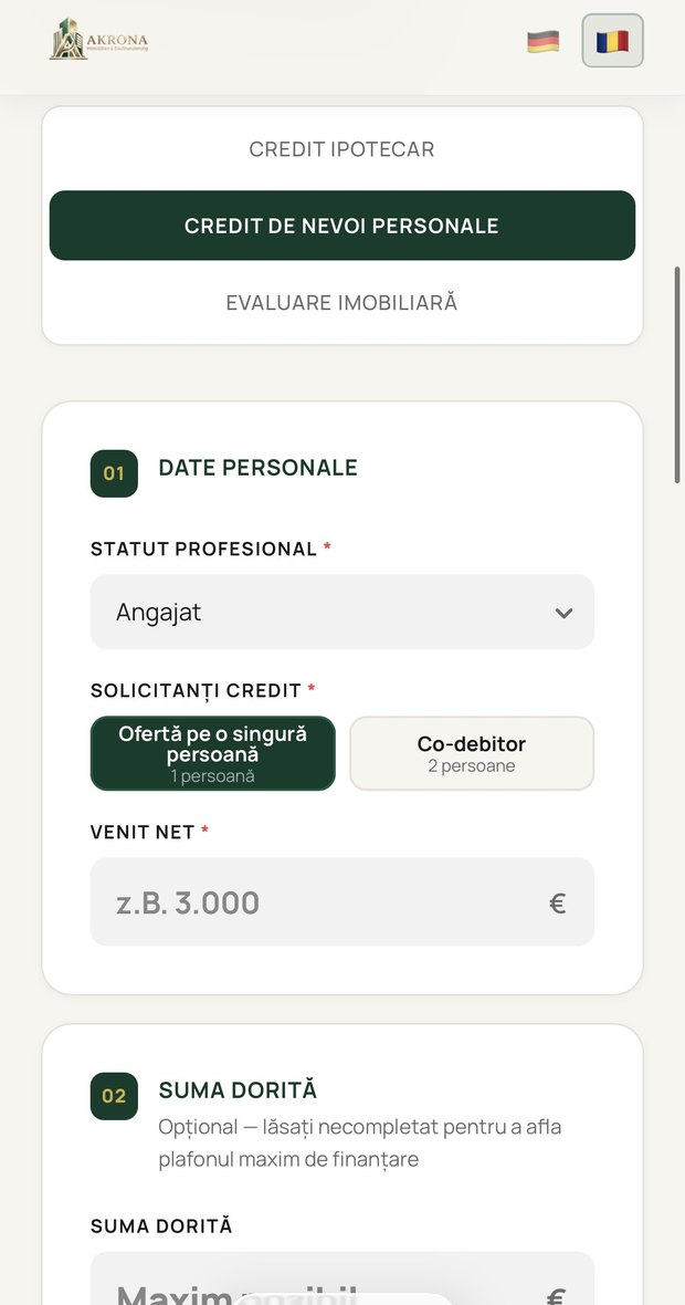 Calculator de credit personal